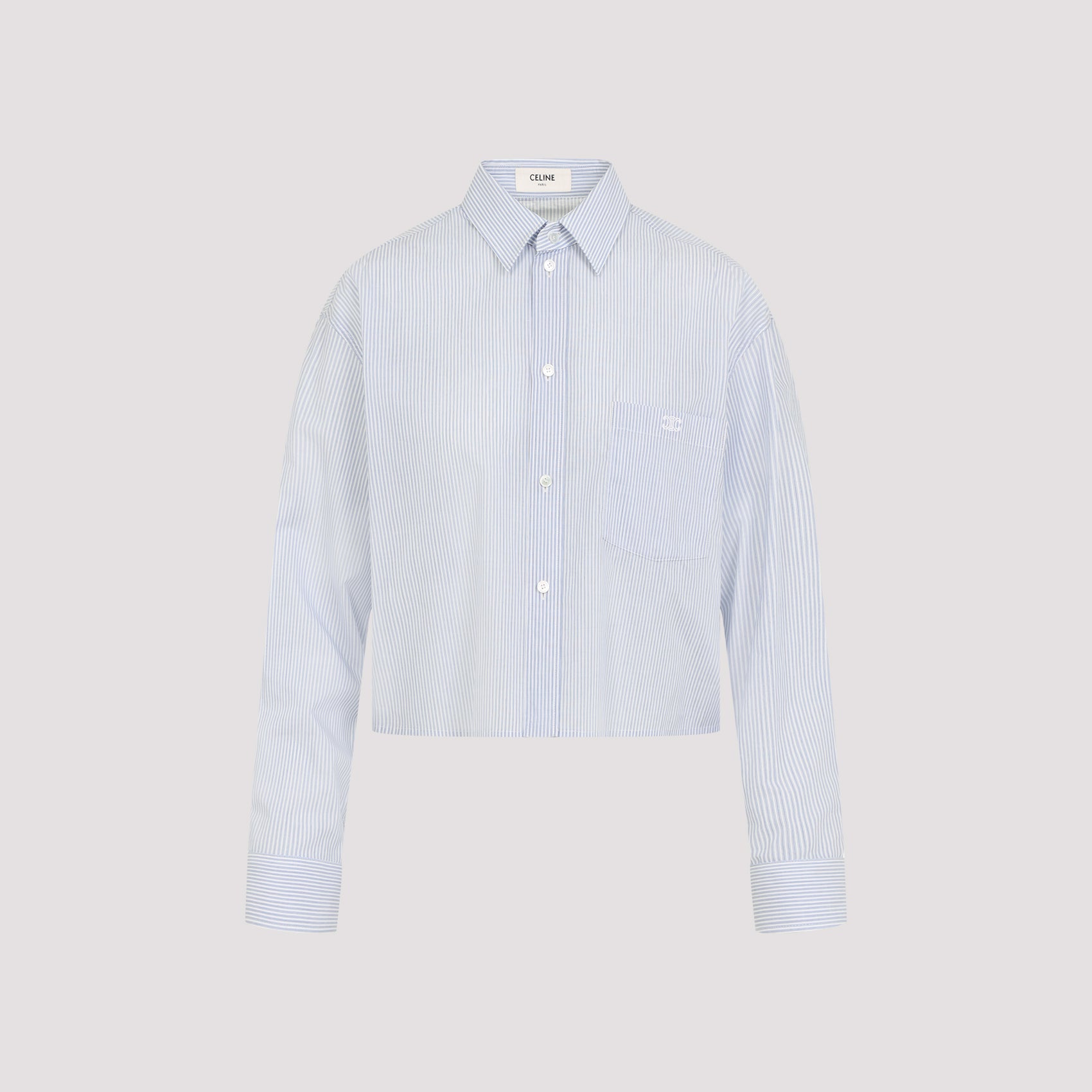 CELINE Striped Cotton Shirt with Front Pocket - Loose Fit