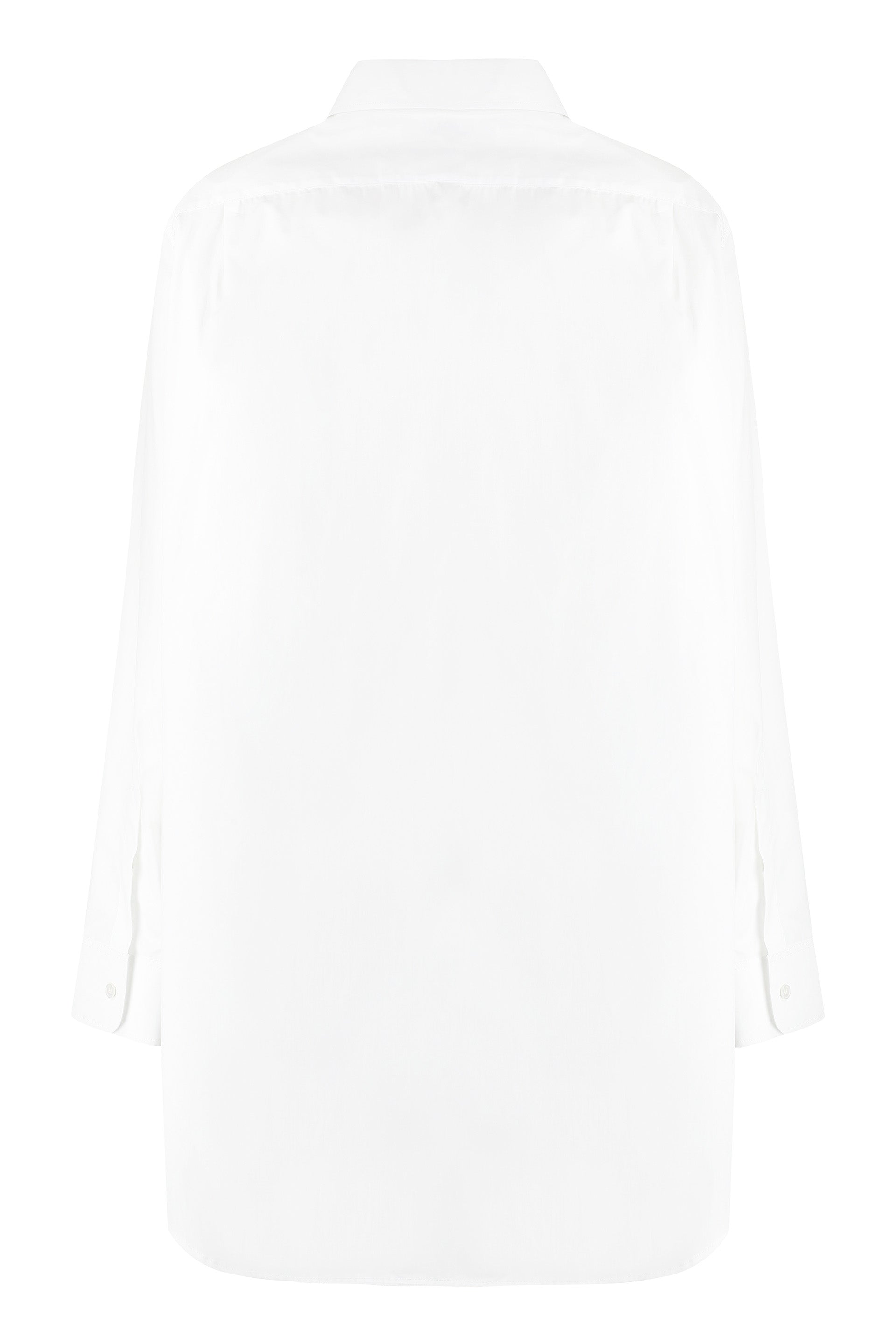 CELINE Women's Cotton Shirt with Front Pocket and Rounded Hem