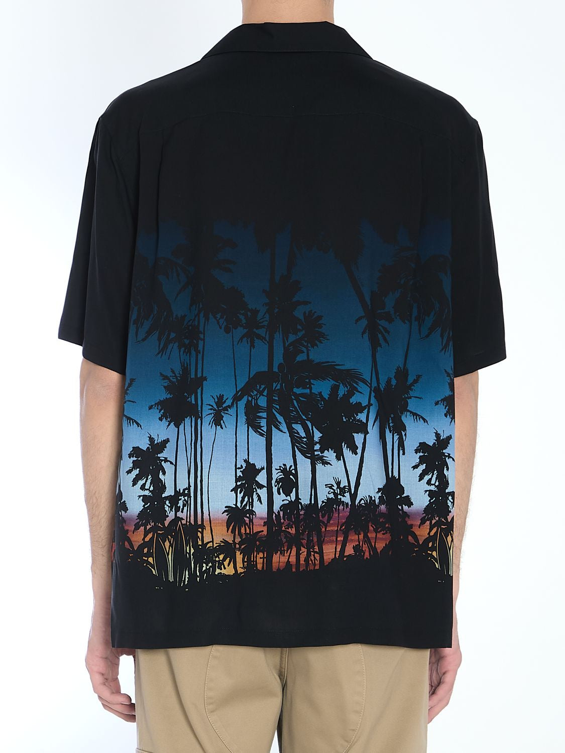 CELINE Printed Viscose Short Sleeve Shirt with Front Pocket