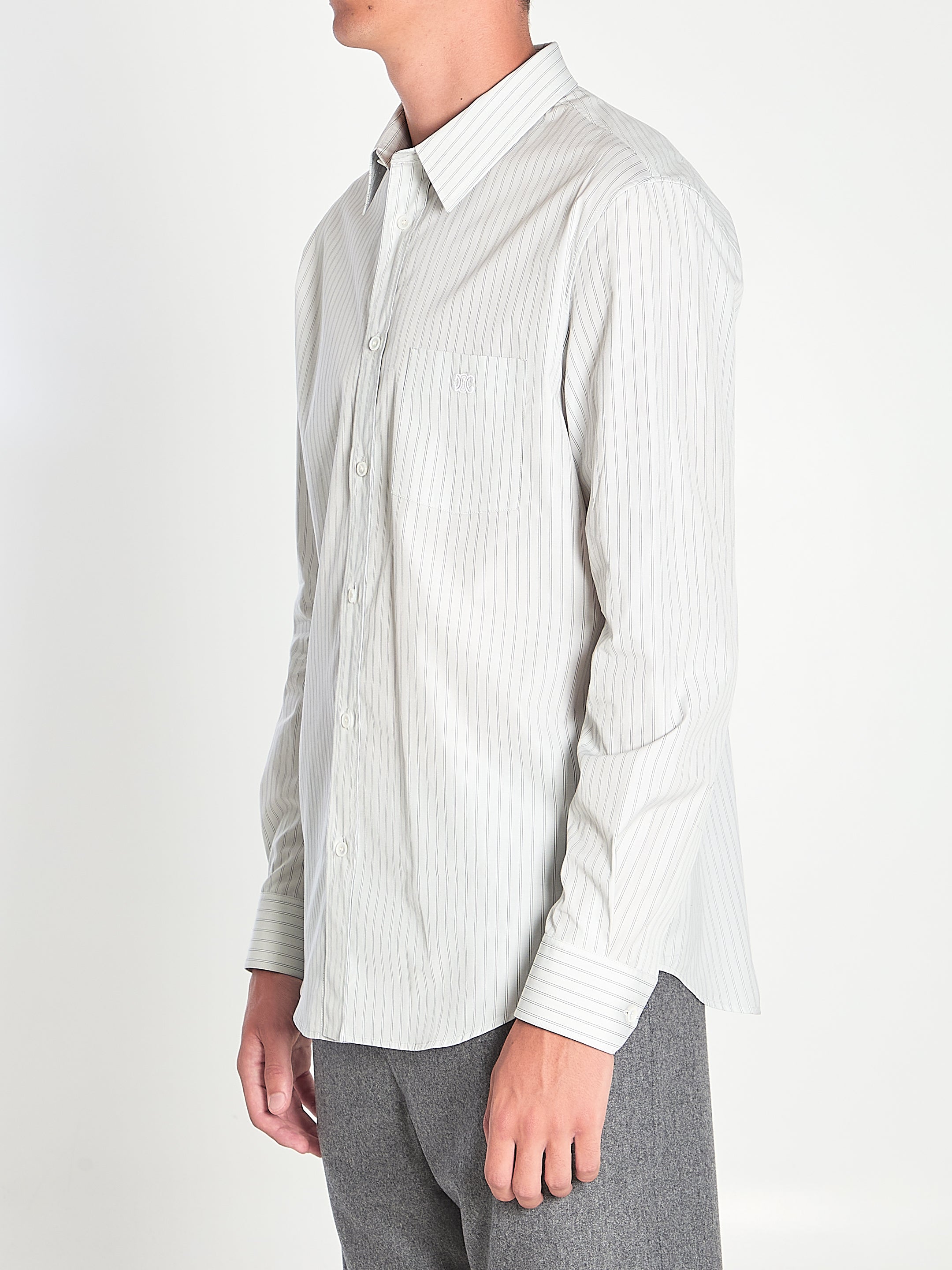 CELINE Relaxed Fit Striped Cotton Shirt - Size 41 EU