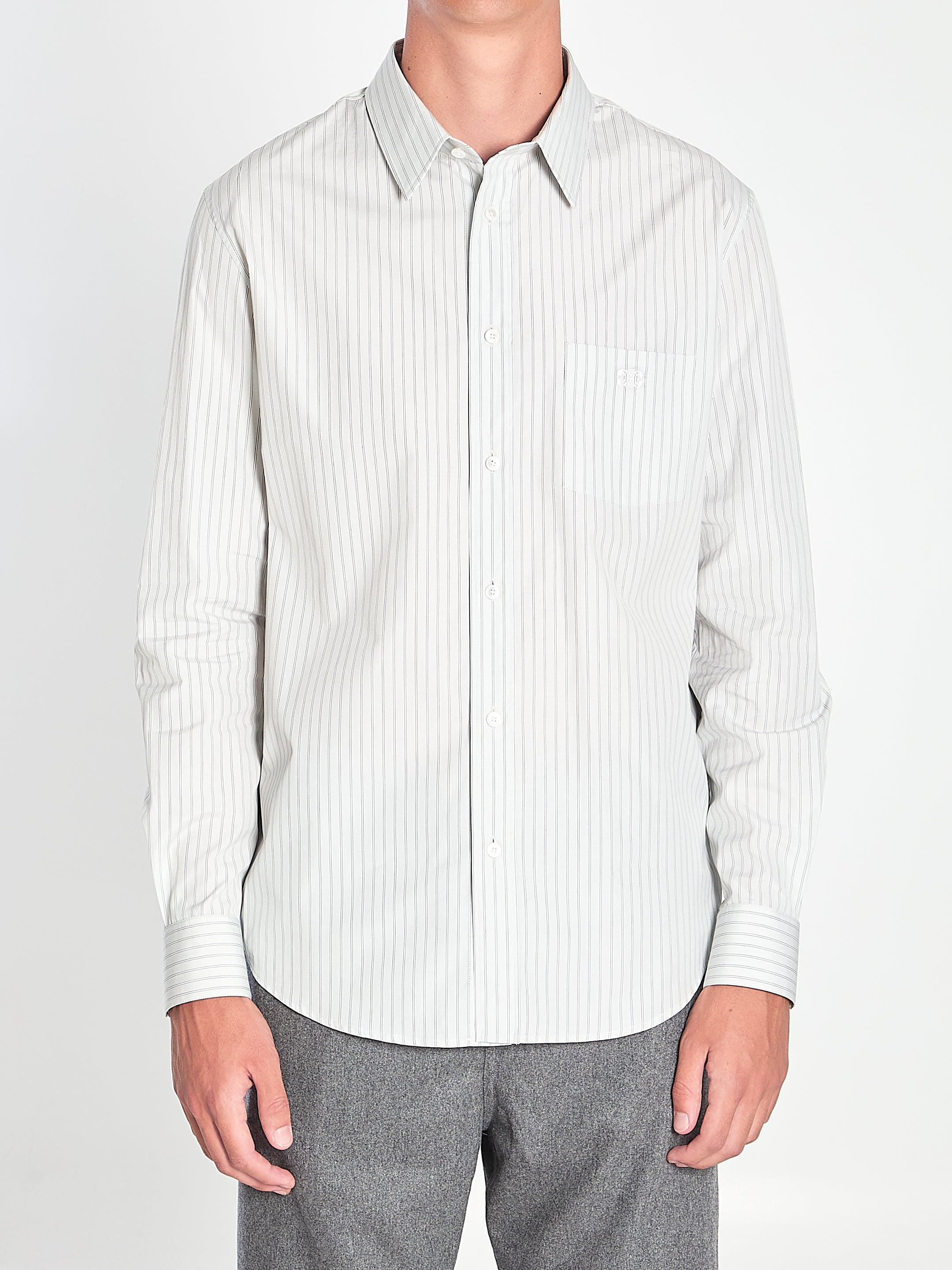 CELINE Relaxed Fit Striped Cotton Shirt - Size 41 EU