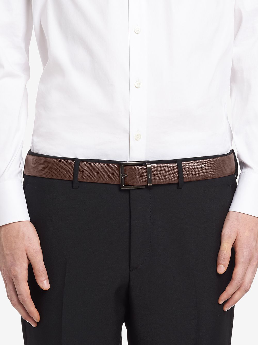 PRADA Reversible Saffiano Leather Belt (Height 3.5 cm)