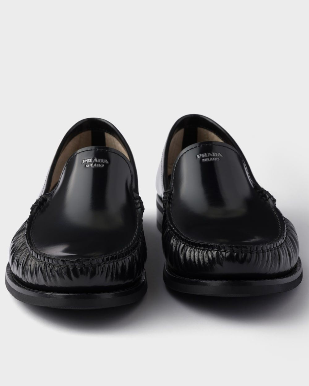 PRADA Brushed Leather Loafers for Men - Fall/Winter 2025