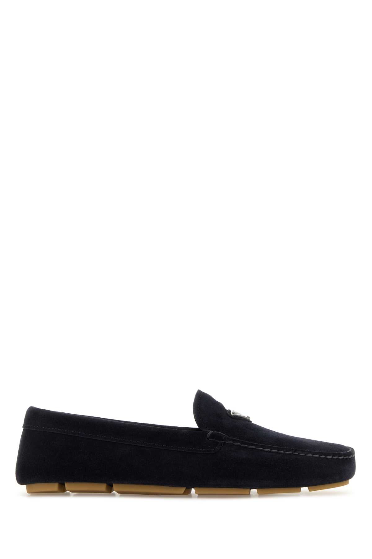 PRADA Midnight Blue Suede Loafers for Men