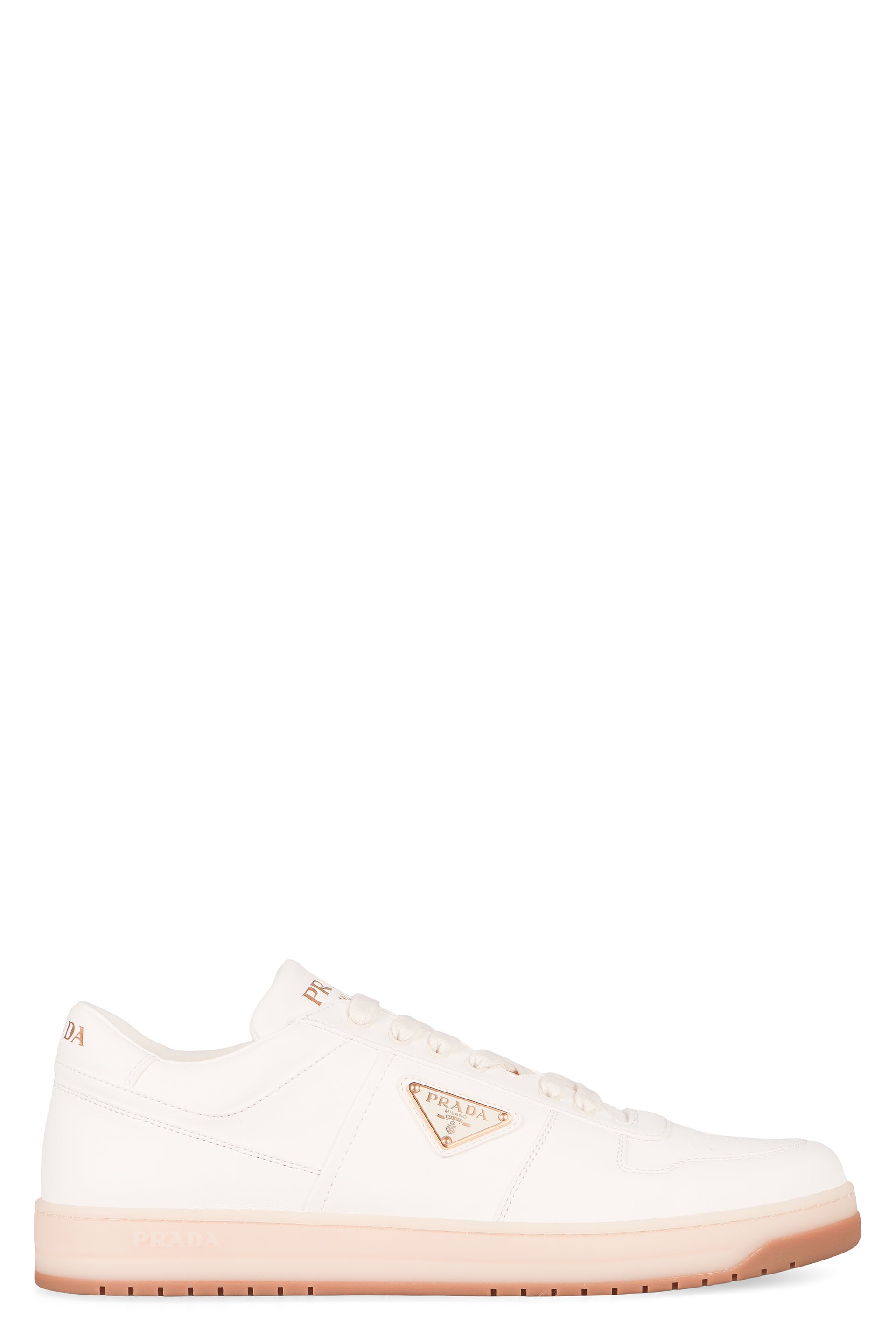 PRADA Downtown Leather Sneakers - Round Toe Design