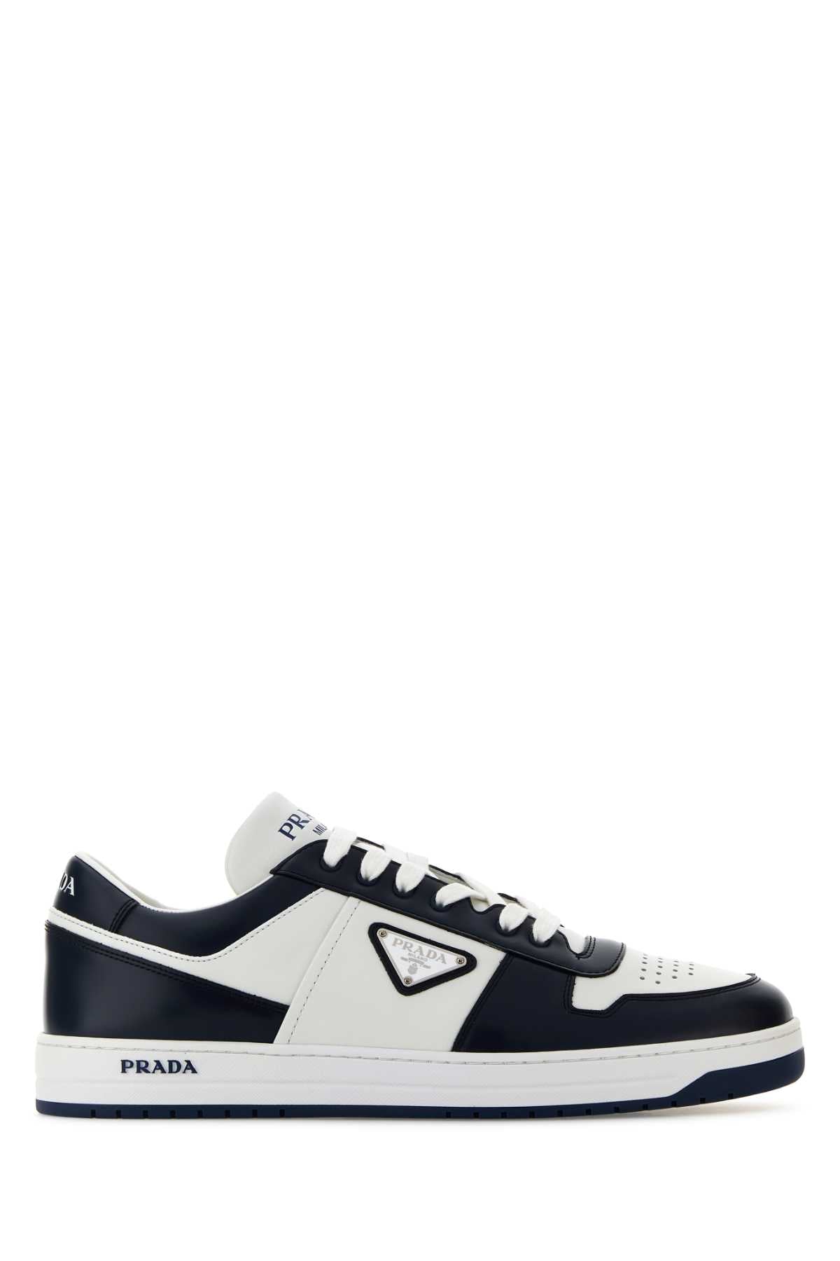 PRADA Two-Tone Leather Downtown Sneakers for Men