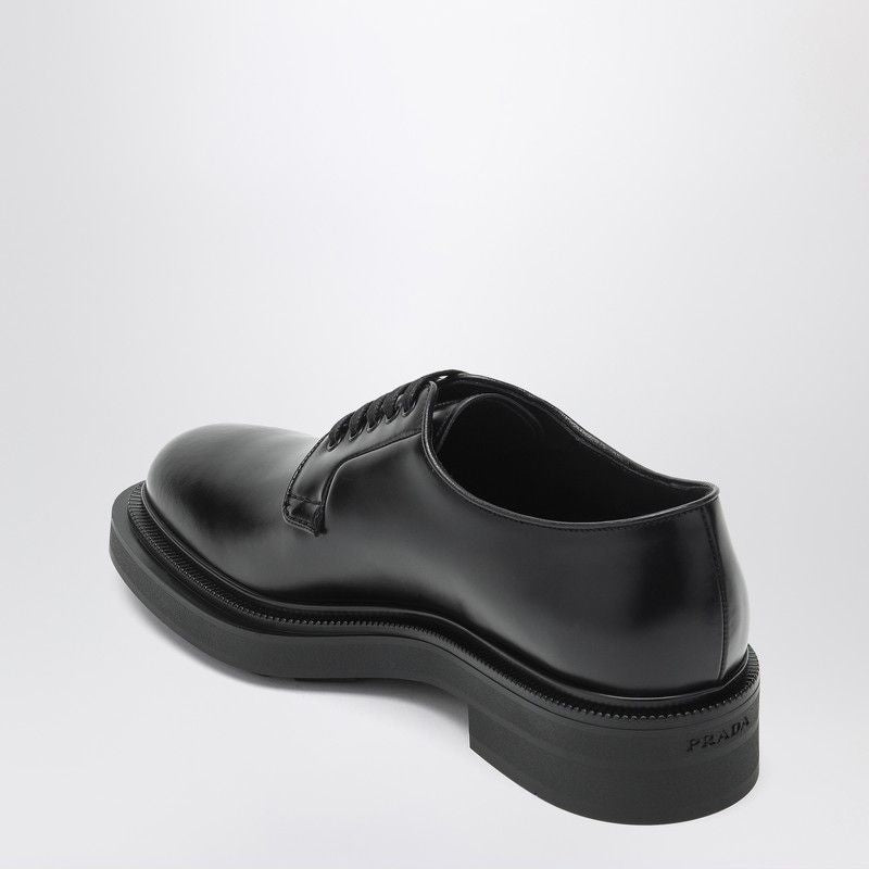 PRADA Lace-Up Derby Dress Shoes in Polished Leather