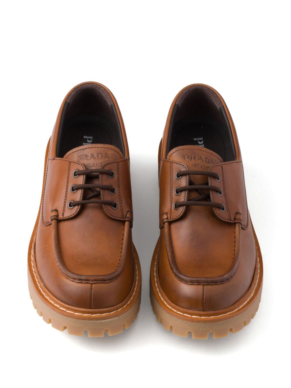 PRADA Laced Leather Loafers - 6 CM Sole