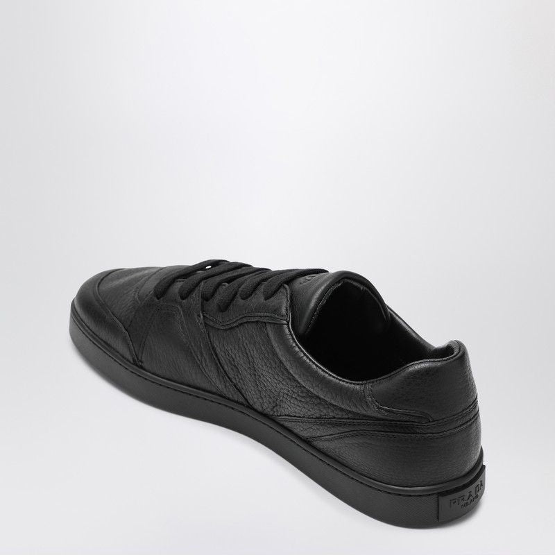 PRADA Hammered Leather Round Toe Lace-Up Sneakers
