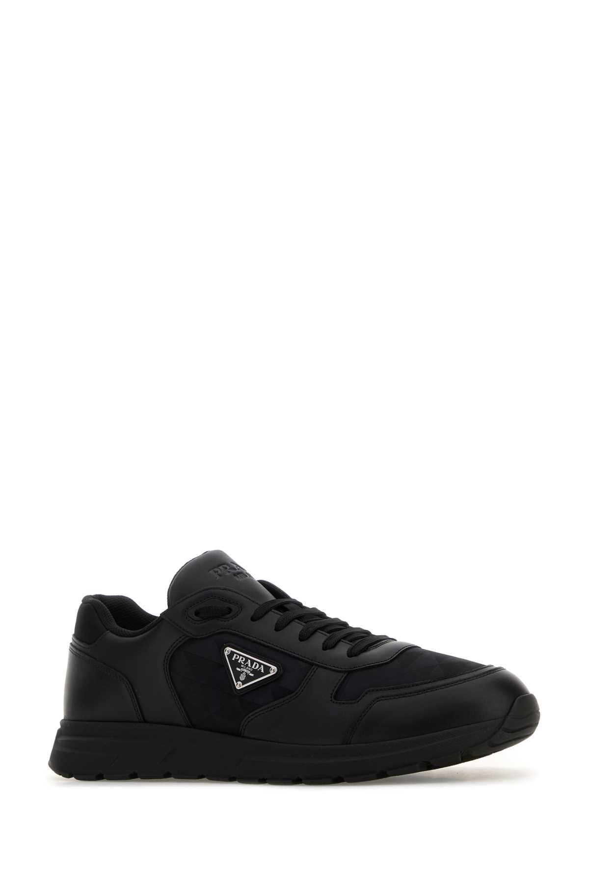 PRADA Men's Premium Leather and Fabric Sneakers