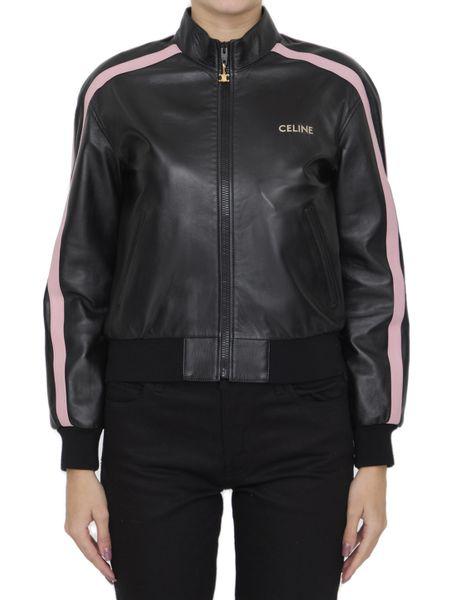 CELINE Lambskin Jacket with Contrasting Side Stripes