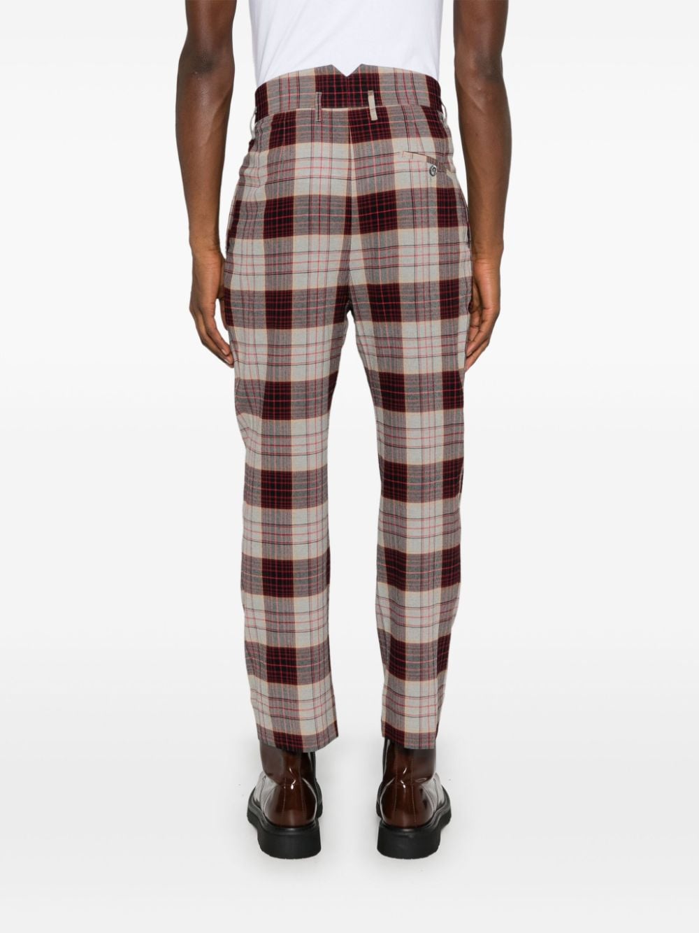 VIVIENNE WESTWOOD Check Pattern Mid Waist Slim Cut Cropped Leg Trousers