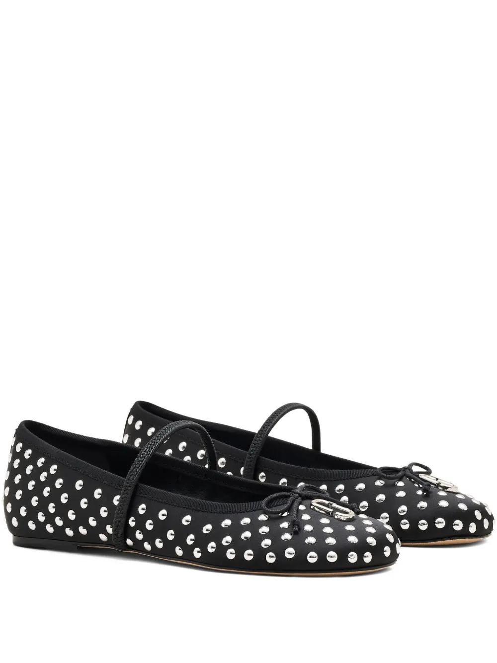 MARC JACOBS Studded Ballet Flats with Ankle Strap and Bow Detail