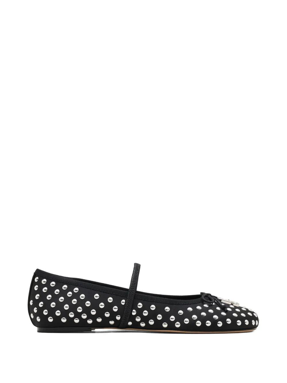 MARC JACOBS Studded Ballet Flats with Ankle Strap and Bow Detail