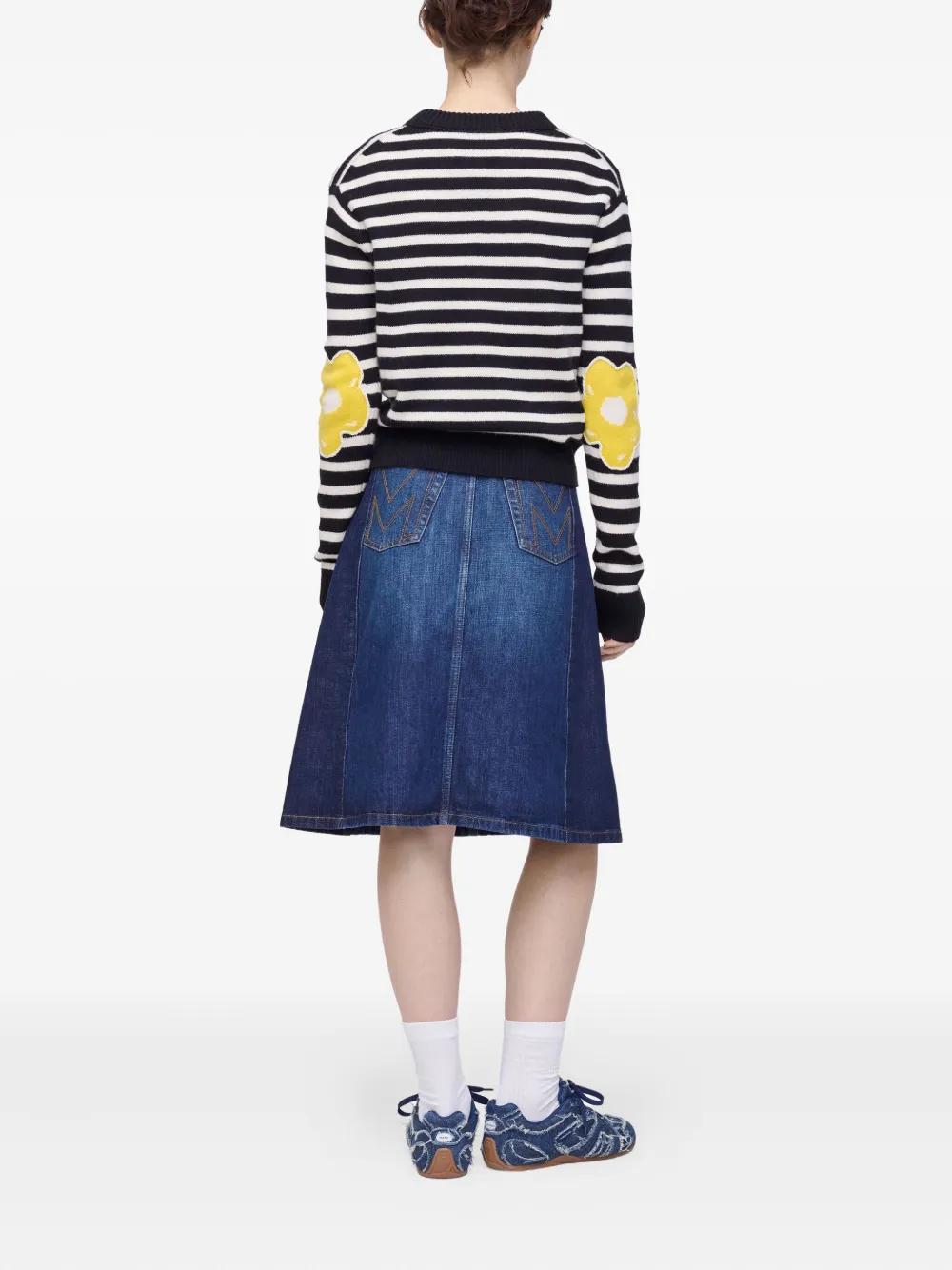 MARC JACOBS Striped Pattern Sweater with Floral Embellishments