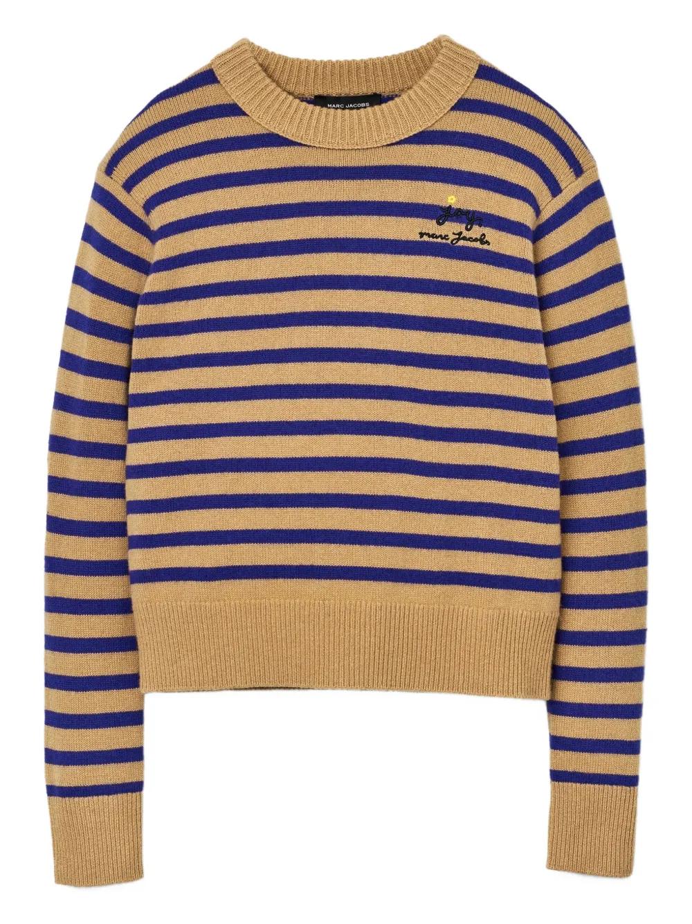 MARC JACOBS Striped Sweater with Floral Embellishments