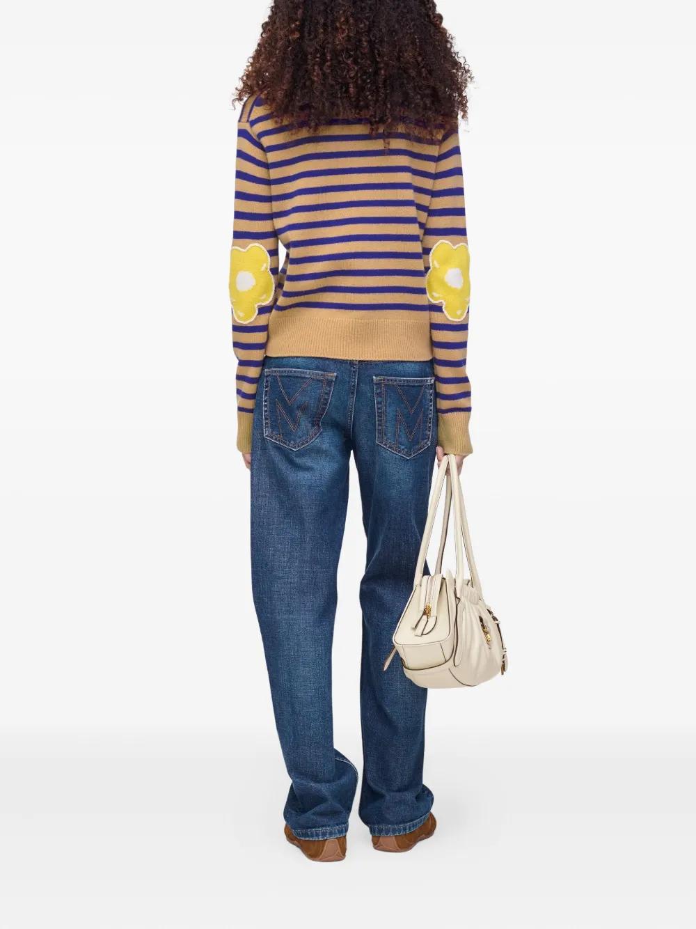 MARC JACOBS Striped Sweater with Floral Embellishments