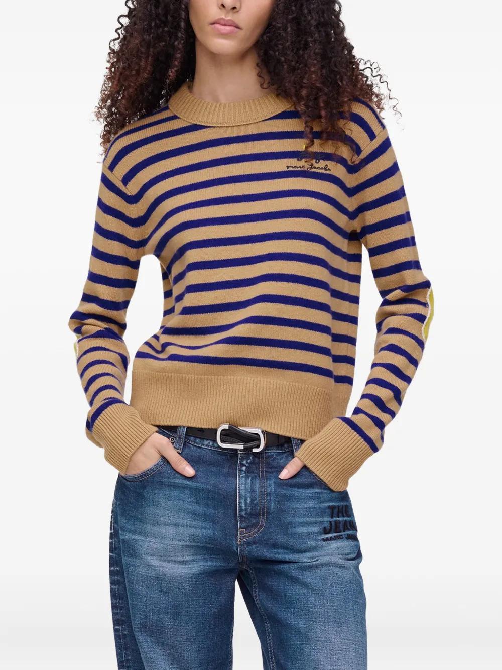 MARC JACOBS Striped Sweater with Floral Embellishments