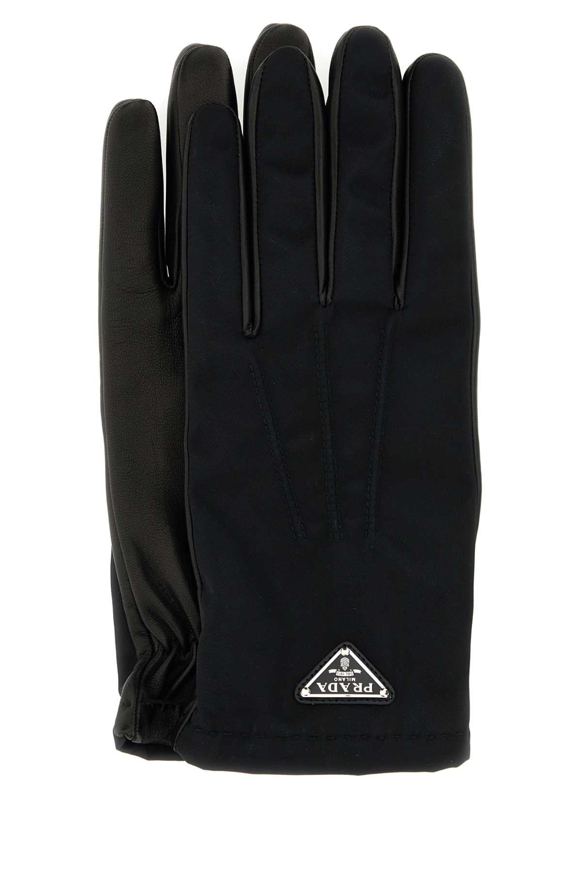 PRADA Men's Nylon and Nappa Leather Gloves