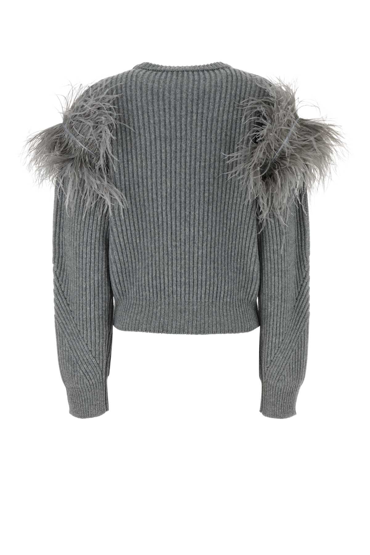 BLUMARINE Wool Sweater with Feather Knit Details