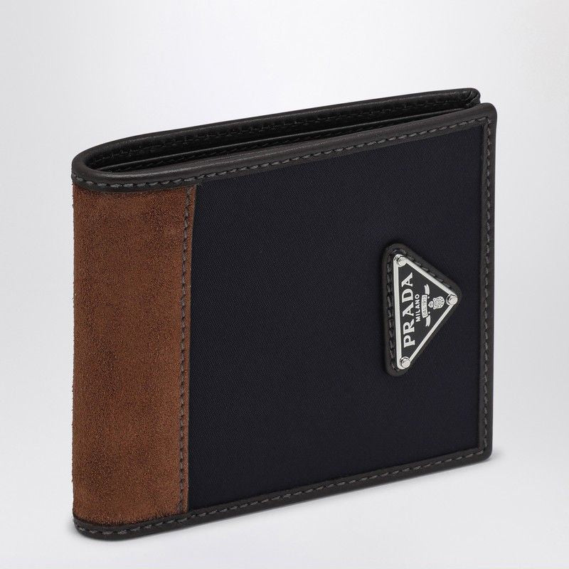 PRADA Mini Nylon and Suede Bi-Fold Wallet