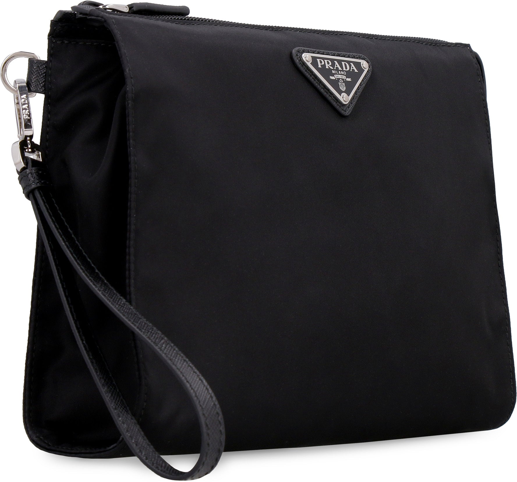 PRADA Mini Pouch Handbag in Recycled Nylon and Saffiano Leather
