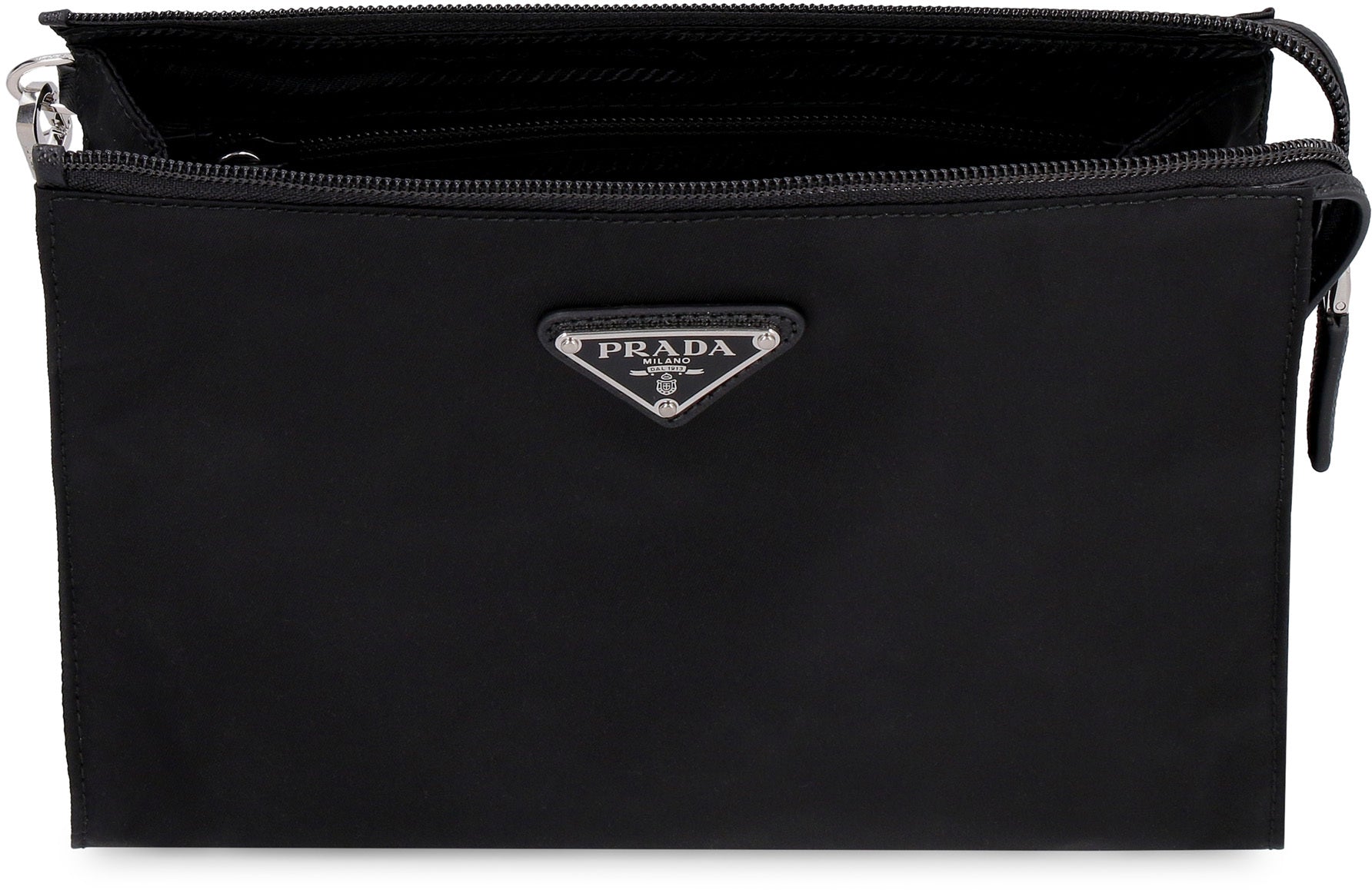 PRADA Mini Pouch Handbag in Recycled Nylon and Saffiano Leather