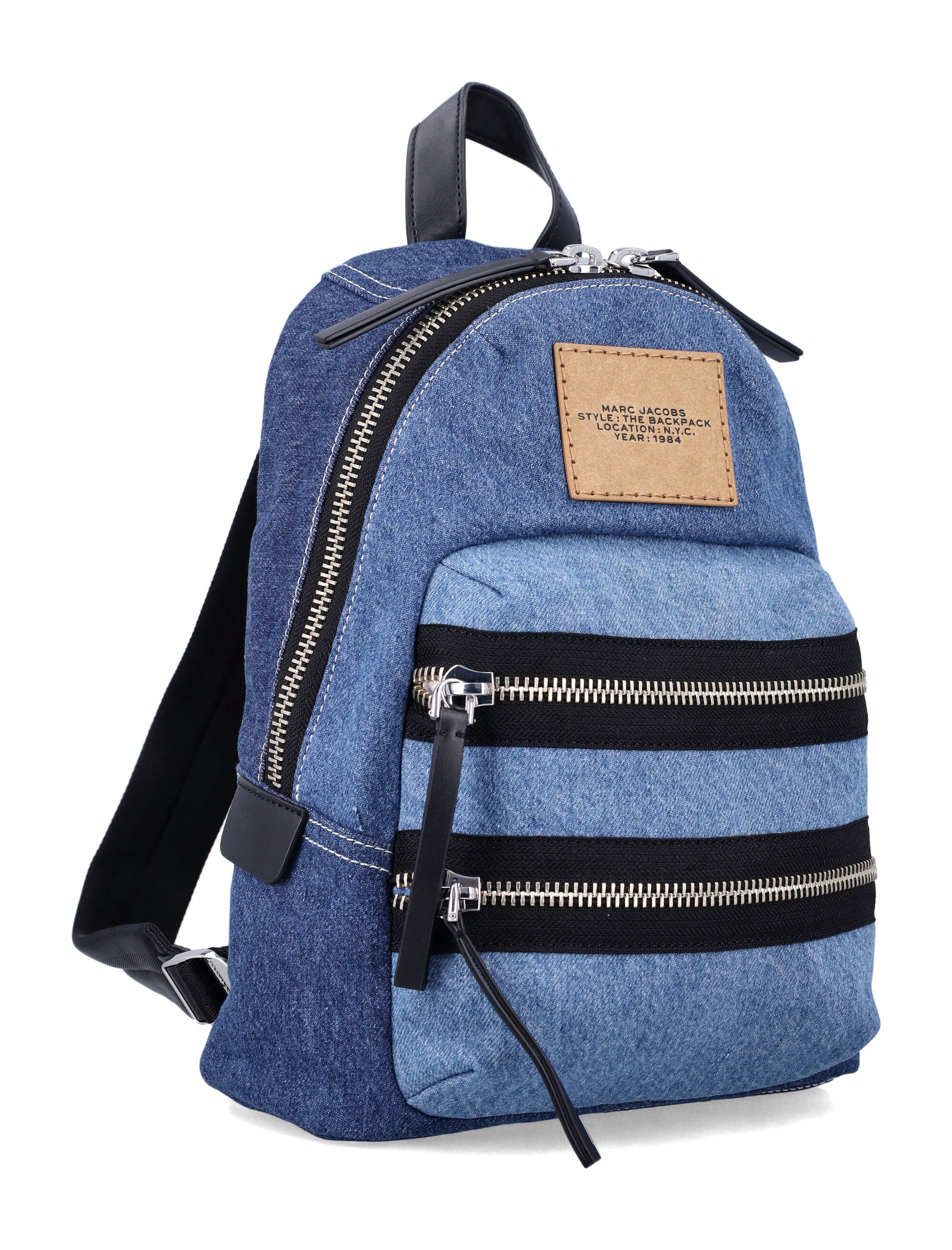 MARC JACOBS The Biker Colorblock Denim Medium Backpack