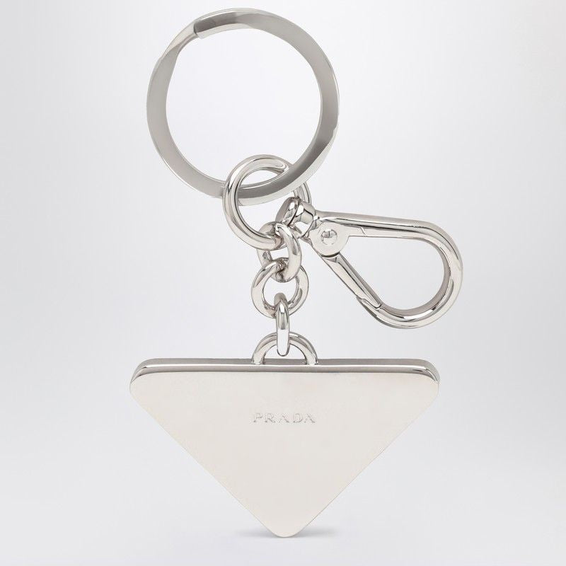 PRADA Two-Tone Leather and Metal Keychain