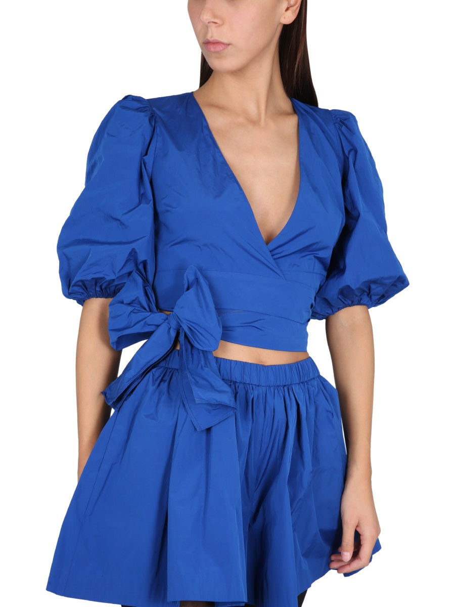 RED VALENTINO Adjustable Front Closure Taffeta Top