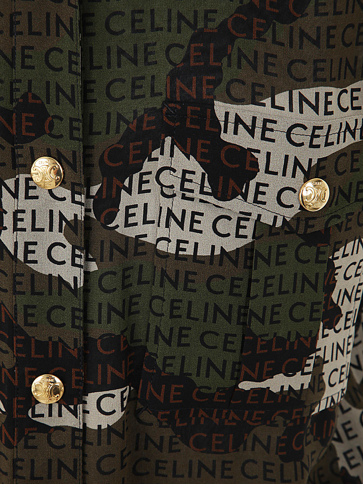 CELINE Silk Camouflage Logo Shirt-Dress