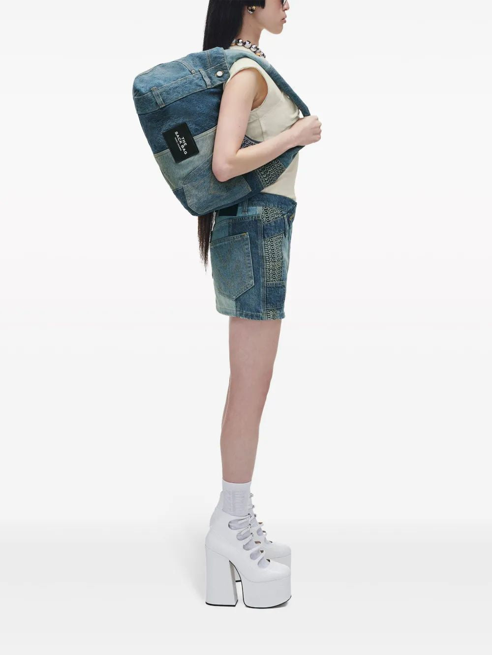 MARC JACOBS Deconstructed Denim Sack Handbag - Women's Mini