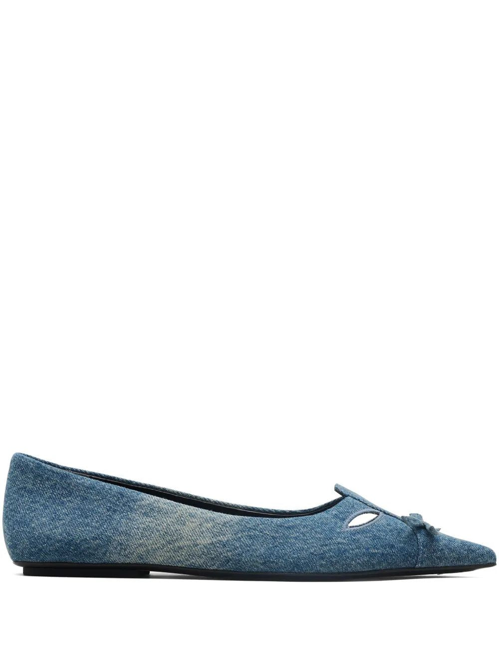 MARC JACOBS The Kat Denim Ballerina with Bow Detail
