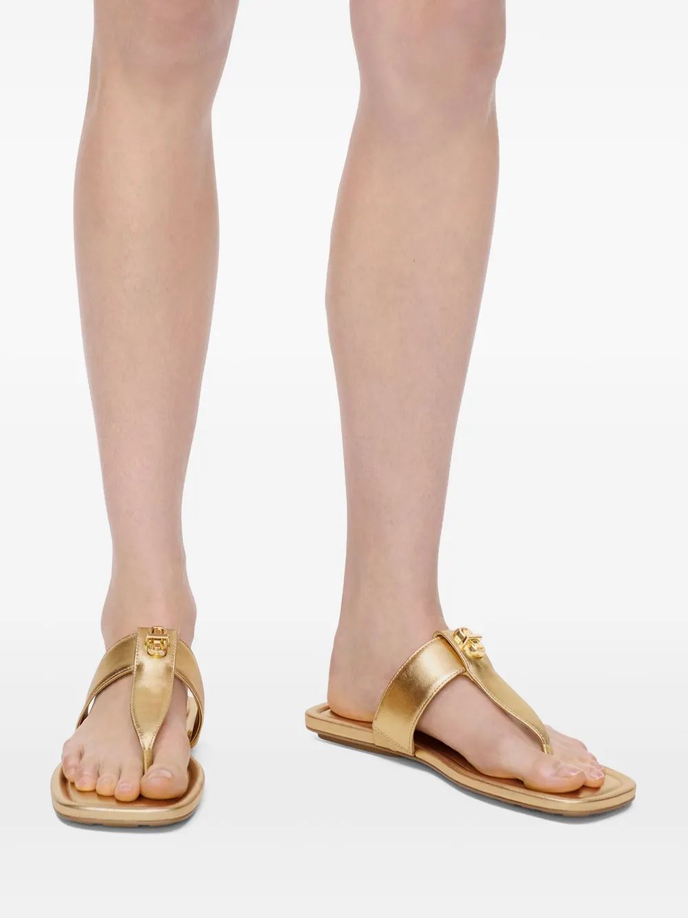 MARC JACOBS The Dual Gold Sandal with Iconic Logo