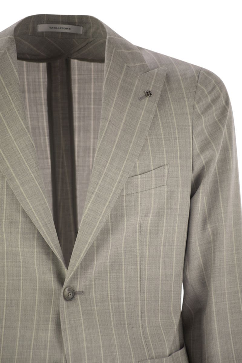 TAGLIATORE Pinstripe Suit in Wool and Silk - Slim Fit for Men