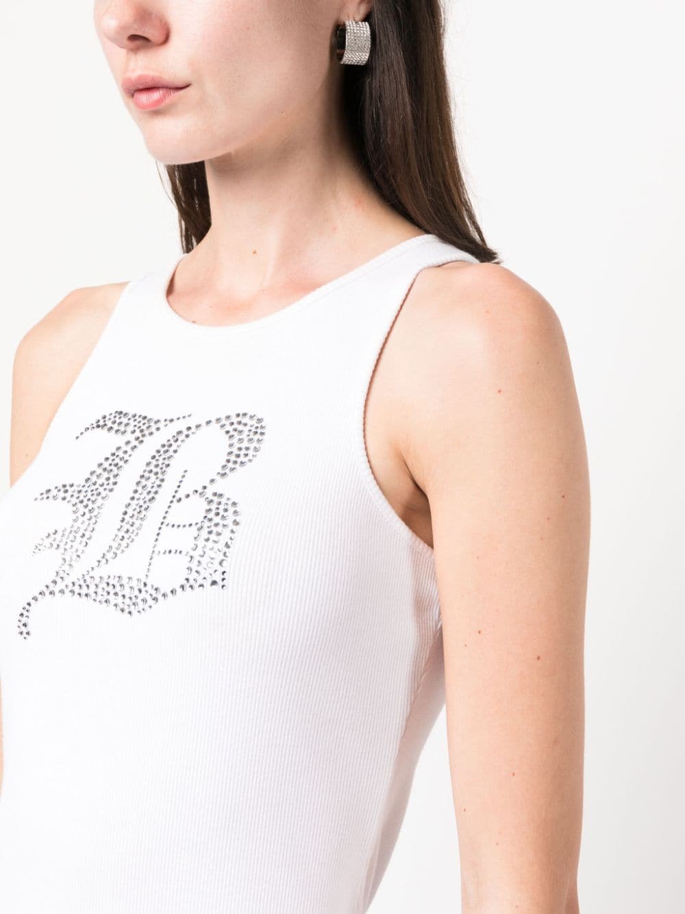 BLUMARINE Rhinestone-Embellished Ribbed Tank Top