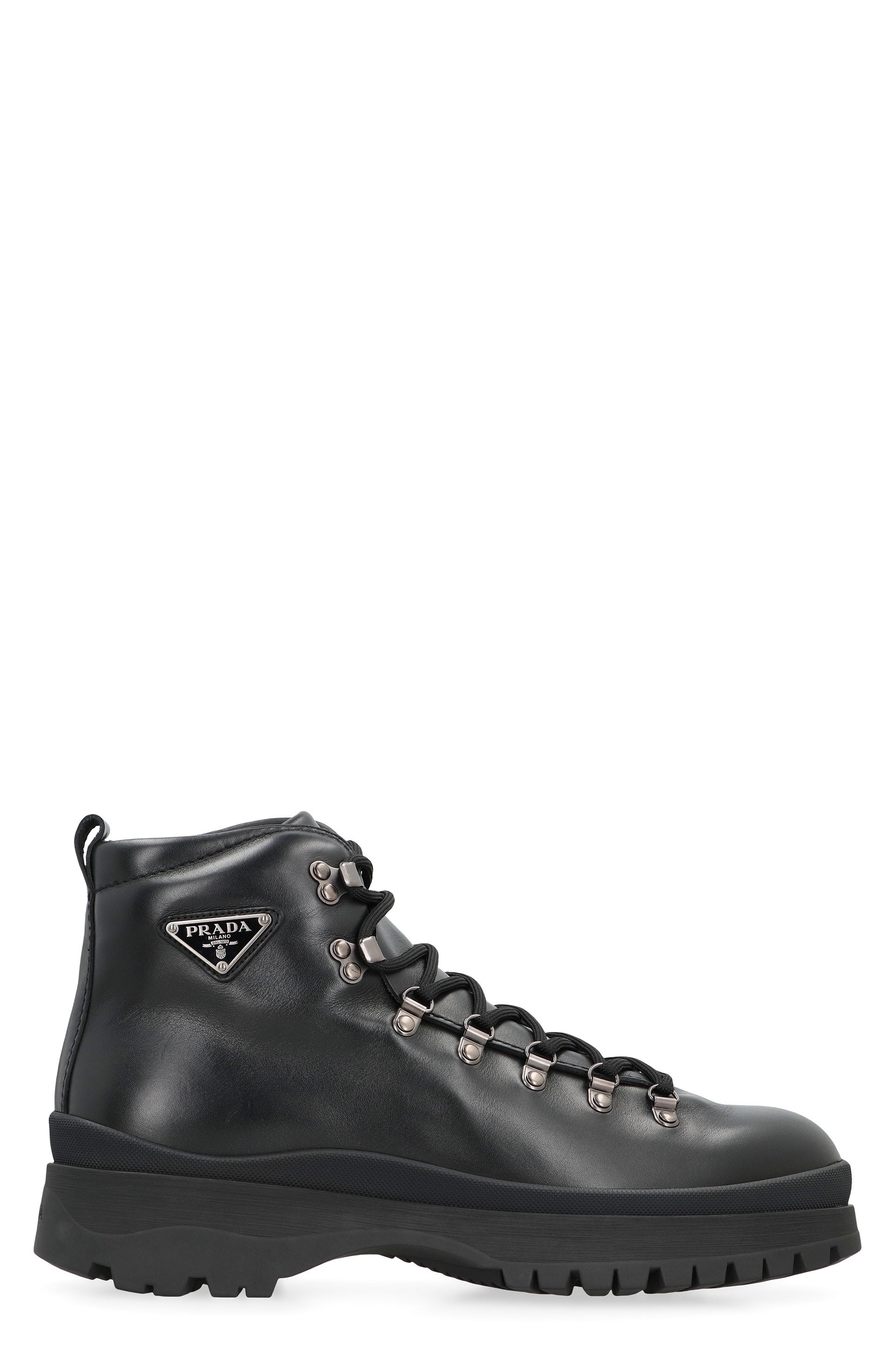 PRADA Modern Sporty Leather Ankle Boots