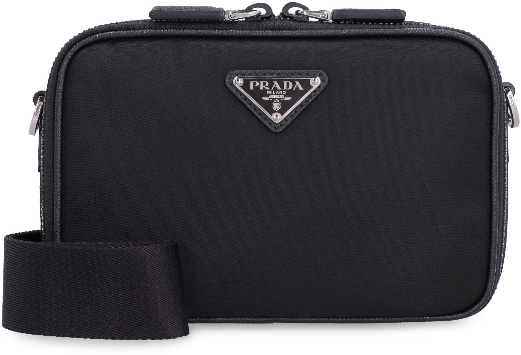 PRADA Leather and Nylon Crossbody Handbag