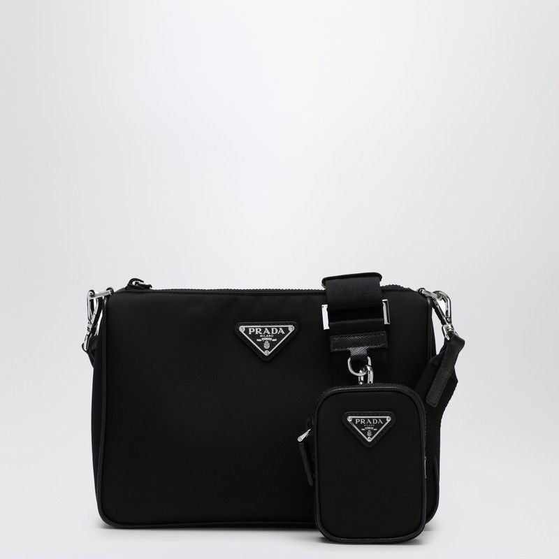 PRADA Cross-Body Mini Handbag in Re-Nylon and Saffiano Leather