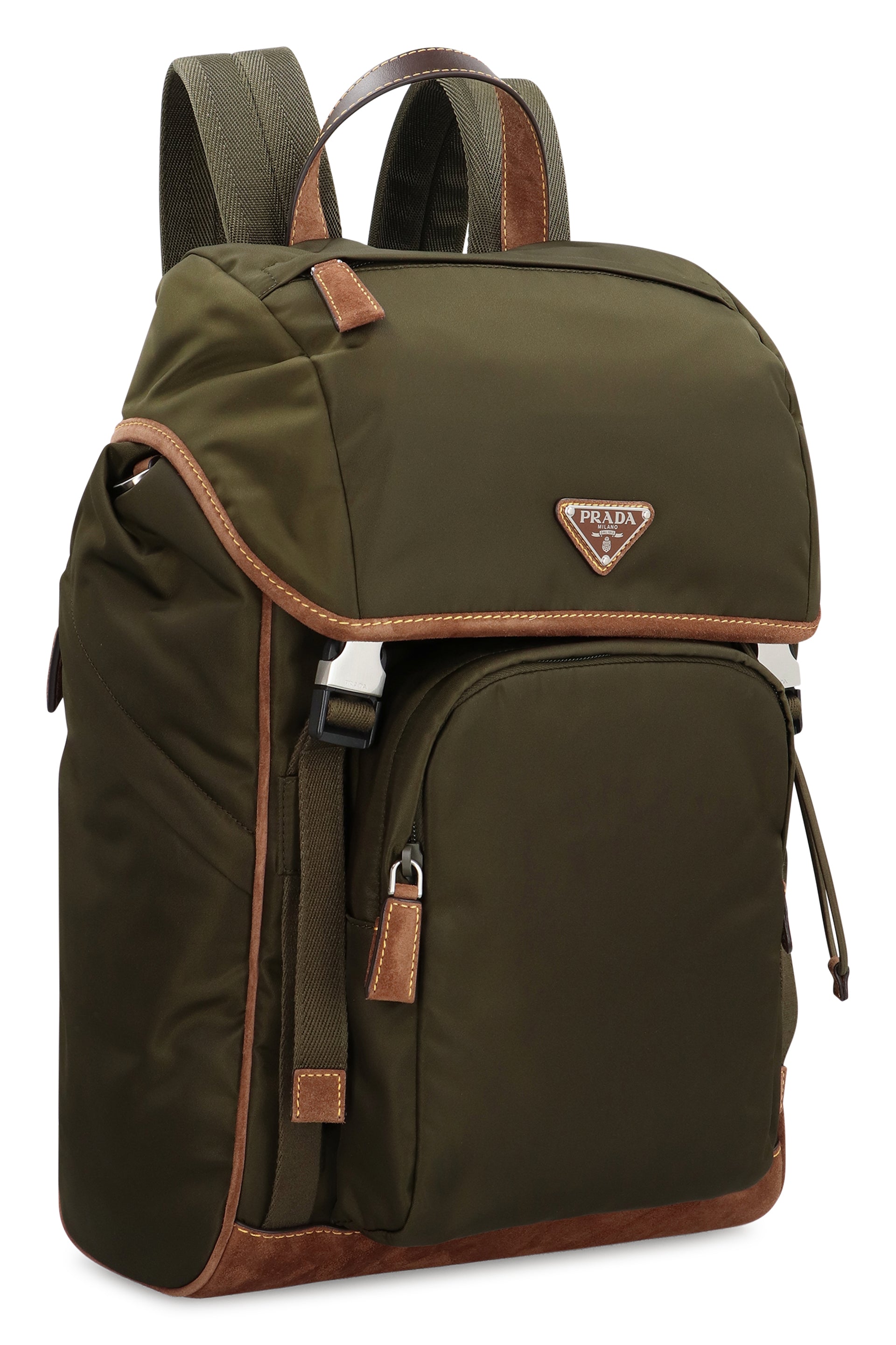 PRADA Recycled Material Leather Detail Nylon Backpack 27x45x17 CM