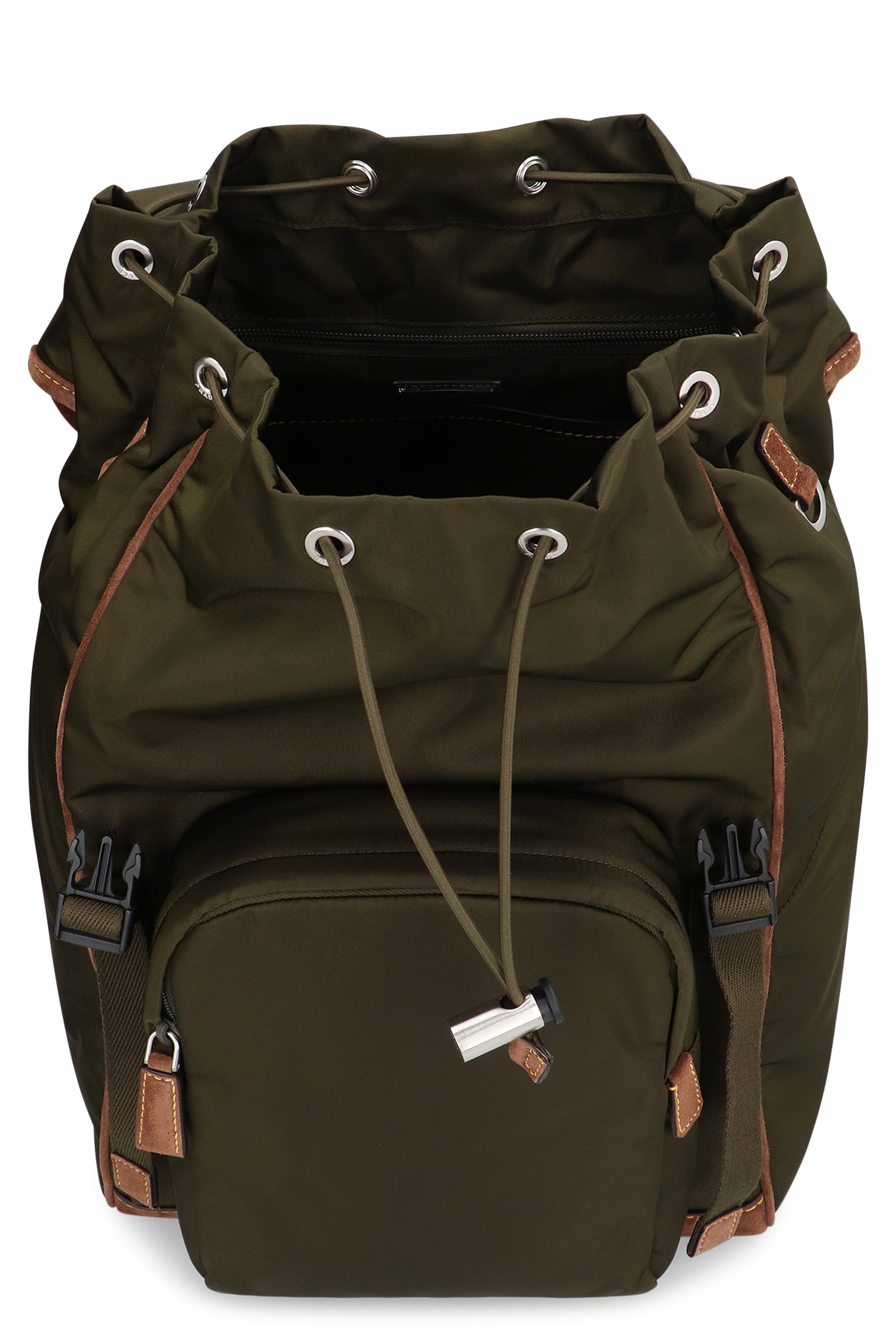 PRADA Recycled Material Leather Detail Nylon Backpack 27x45x17 CM