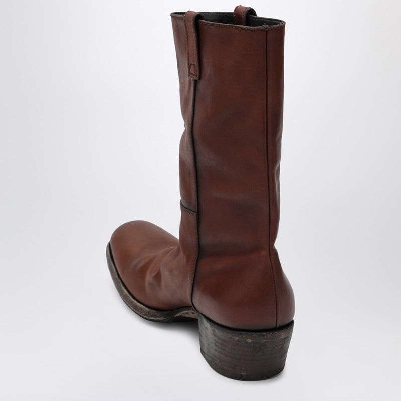 PRADA Antiqued Leather Ankle Boots for Men