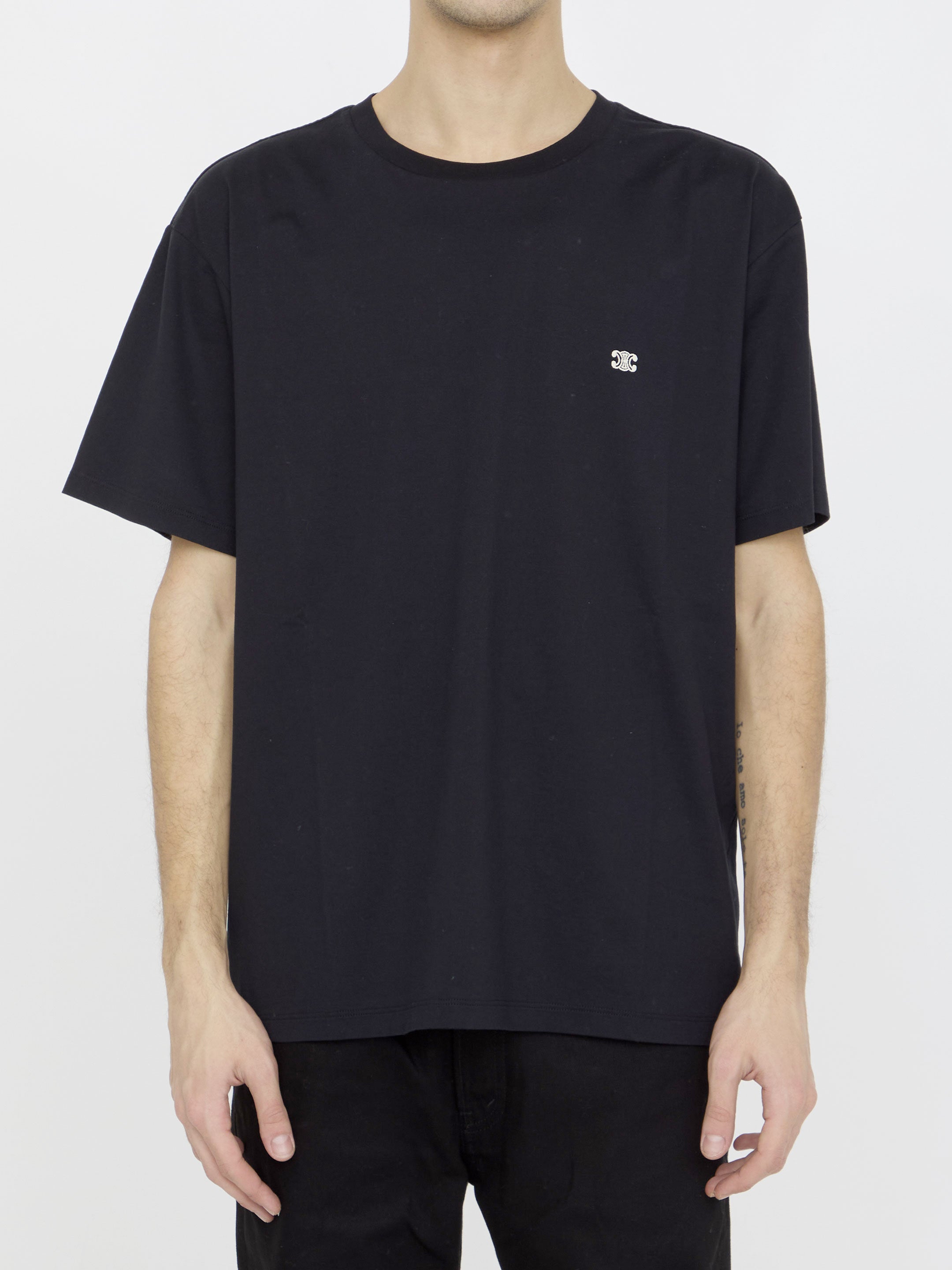 CELINE Triomphe Embroidered T-Shirt in Loose Fit