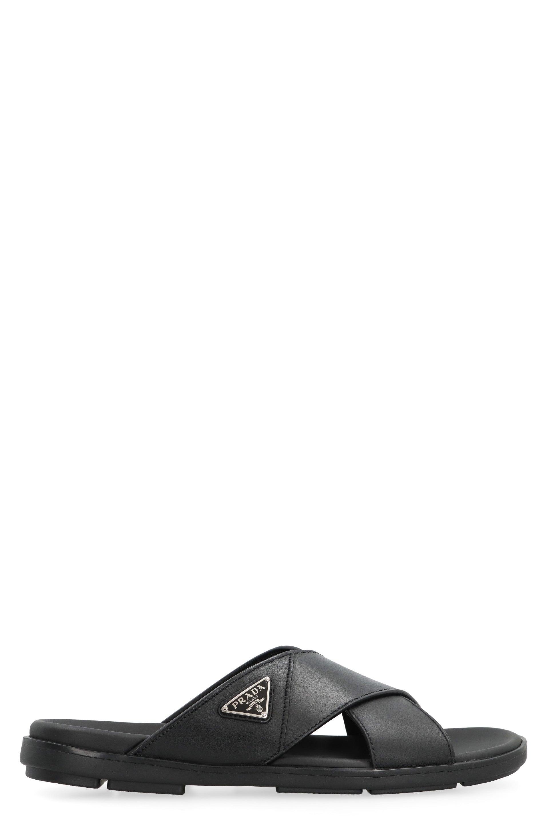 PRADA Leather Slide Sandals with Logo - Comfortable and Stylish