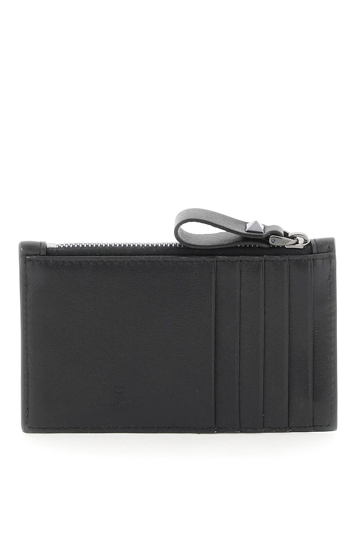 VALENTINO GARAVANI Mini Rockstud Leather Card Holder