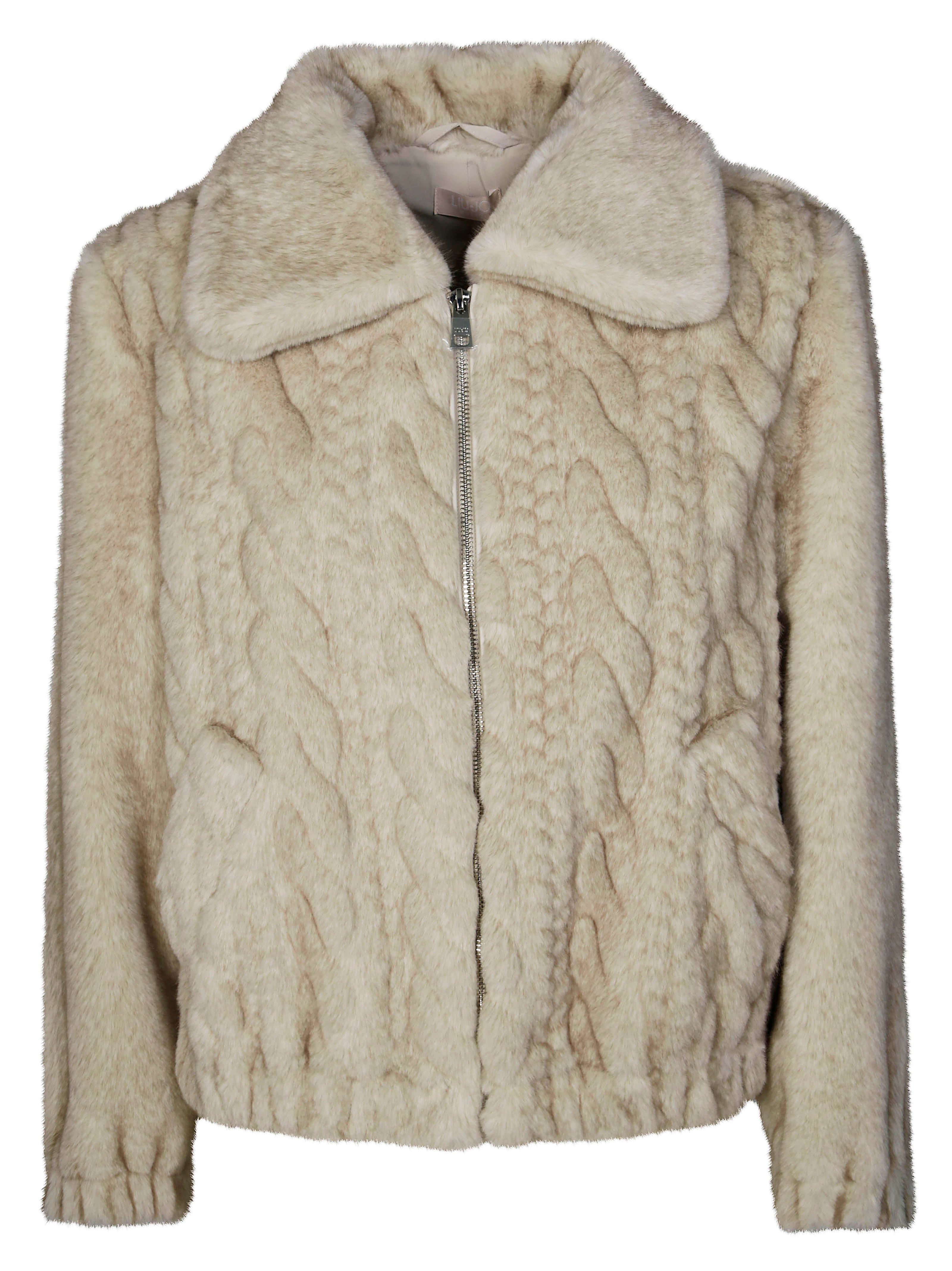 LIUJO Men's Eco Faux Fur Bomber Jacket