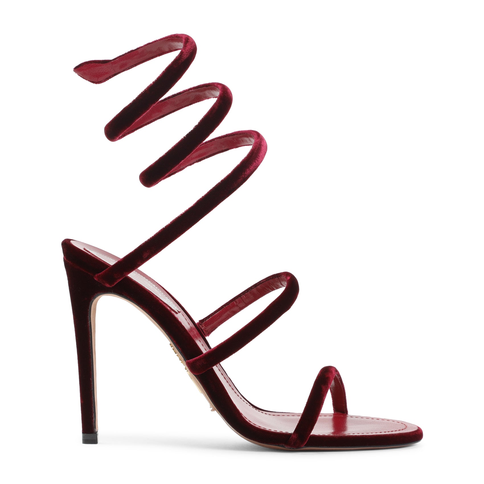 RENE` CAOVILLA Velvet Snake Sandals with 10.5cm Heel Height