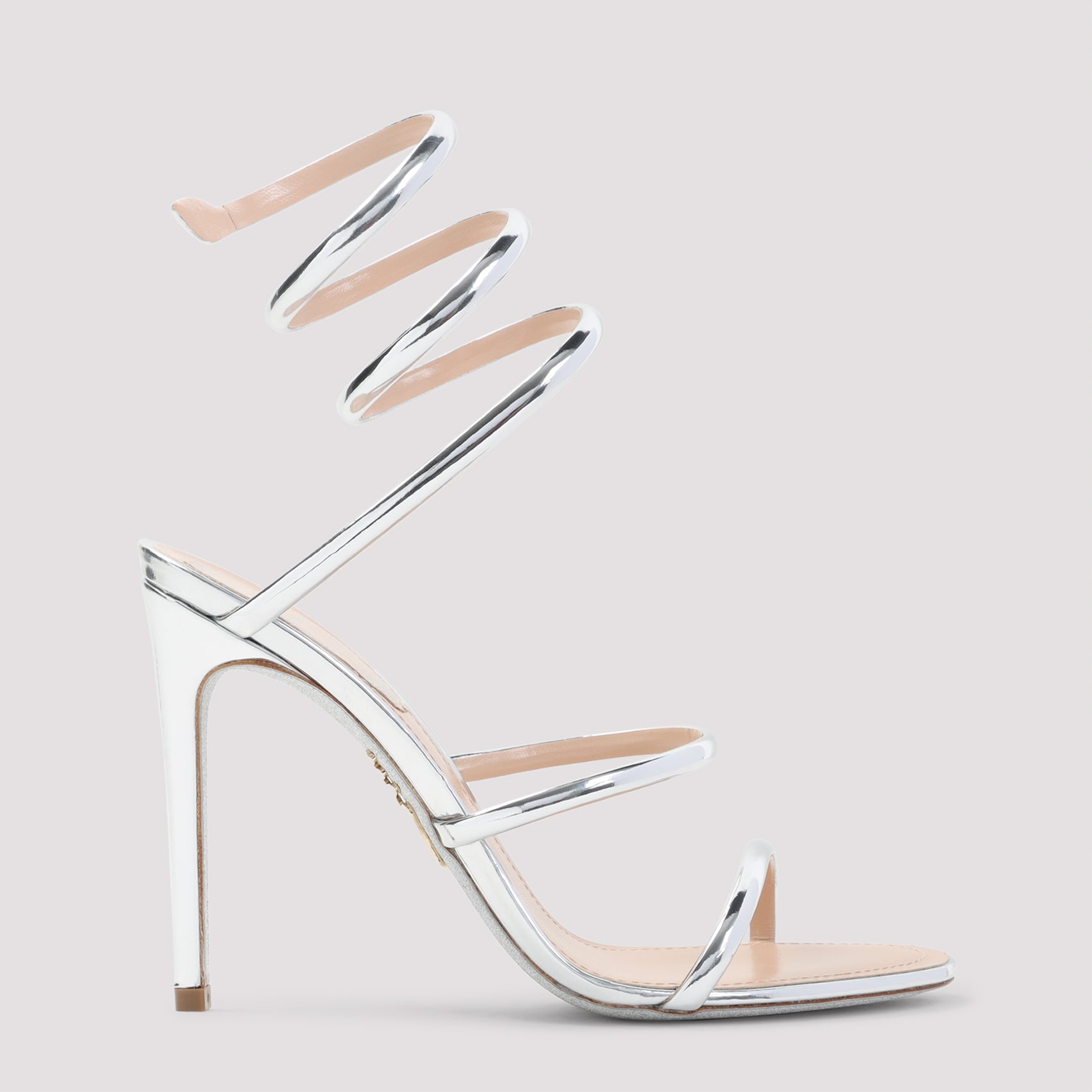 RENE` CAOVILLA Mirror Snake Sandals with 10.5cm Heel Height