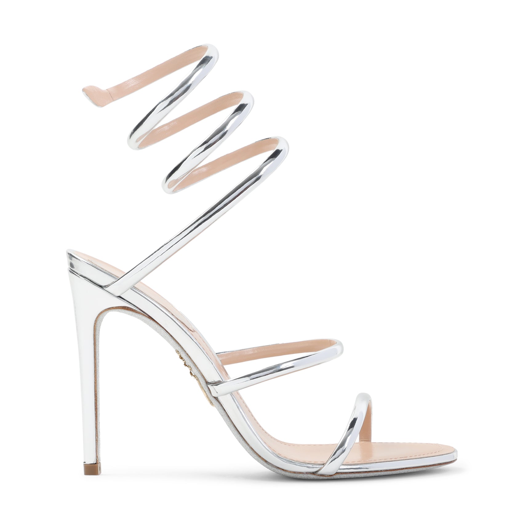 RENE` CAOVILLA Mirror Snake Sandals with 10.5cm Heel Height