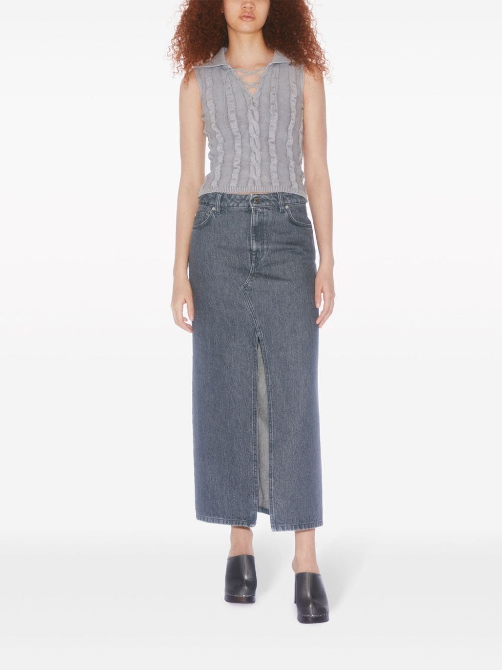 FILIPPA K Conscious Front Slit Denim Long Skirt